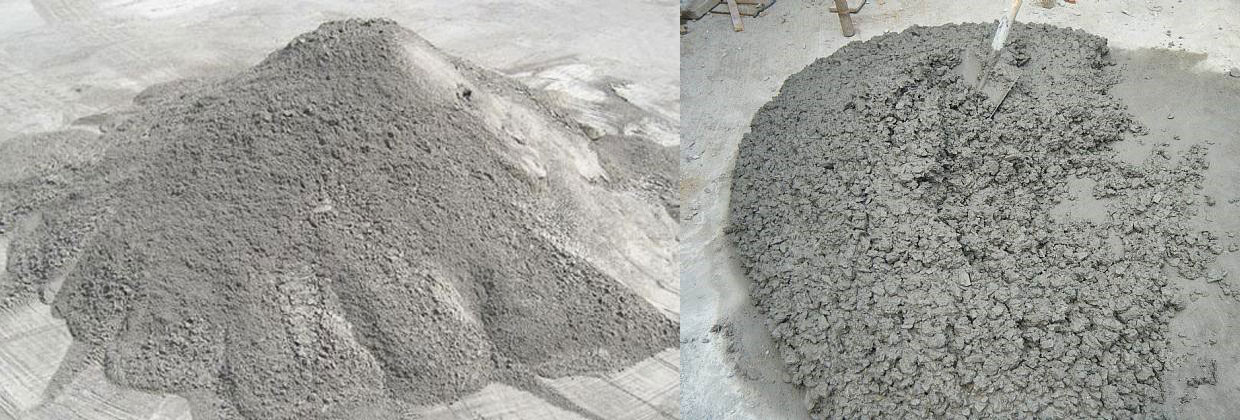 左边是水泥,它加了砂子,石子和水之后才叫混凝土,可不要搞错了
